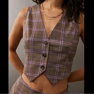 Urban Outfitters Purple Plaid Vest